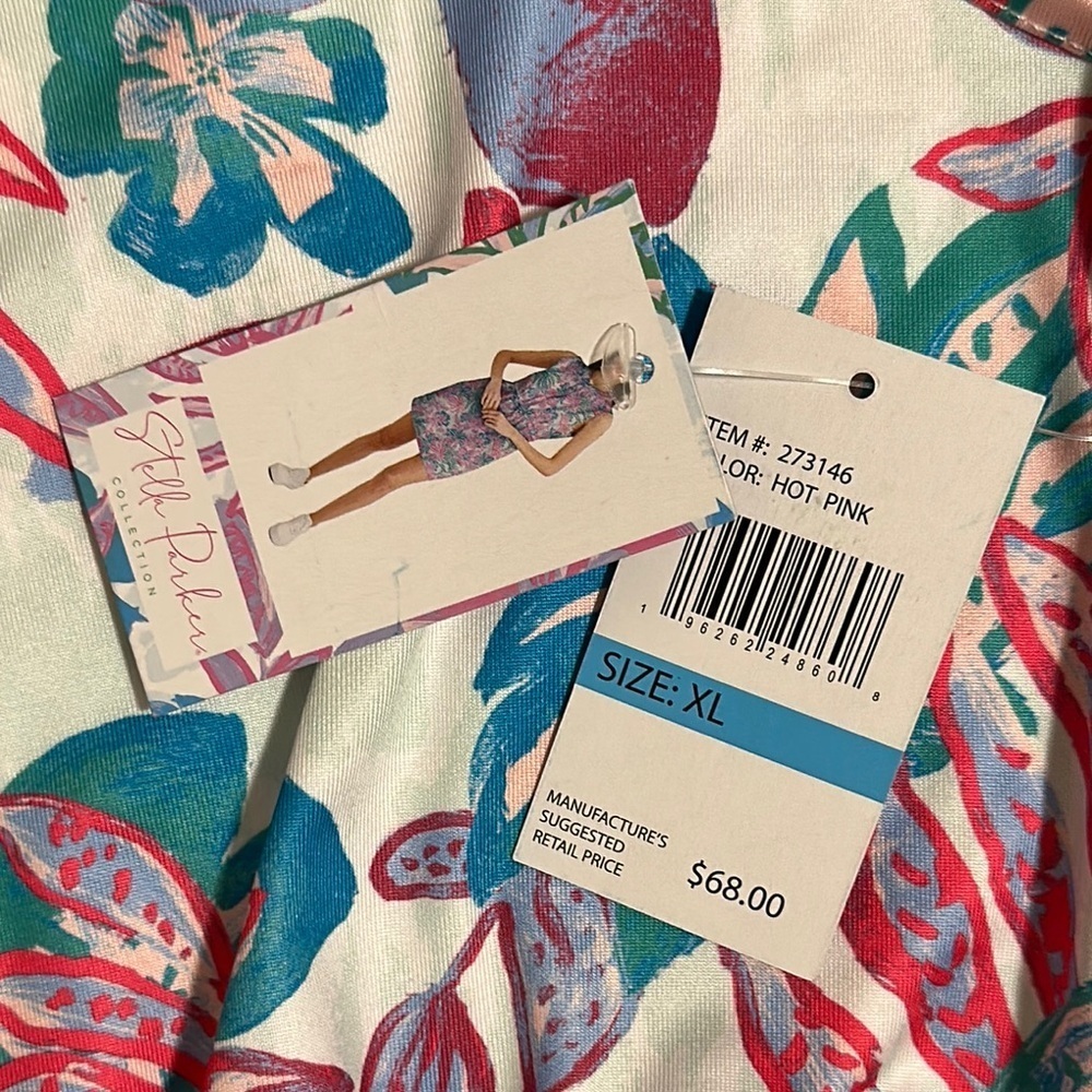 Stella Parker Dress Womens XL Hot Pink Floral Sleeveless Activewear UPF 30+ - Picture 3 of 13